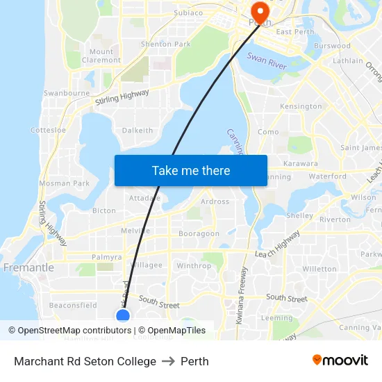 Marchant Rd Seton College to Perth map