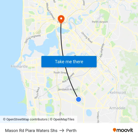 Mason Rd Piara Waters Shs to Perth map