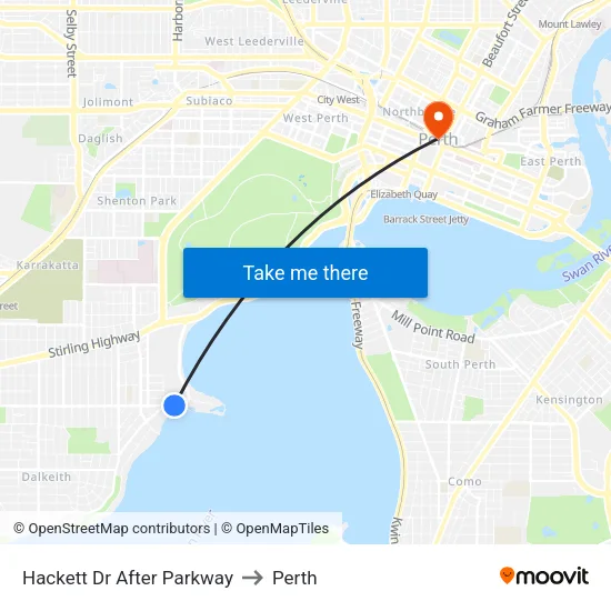 Hackett Dr After Parkway to Perth map