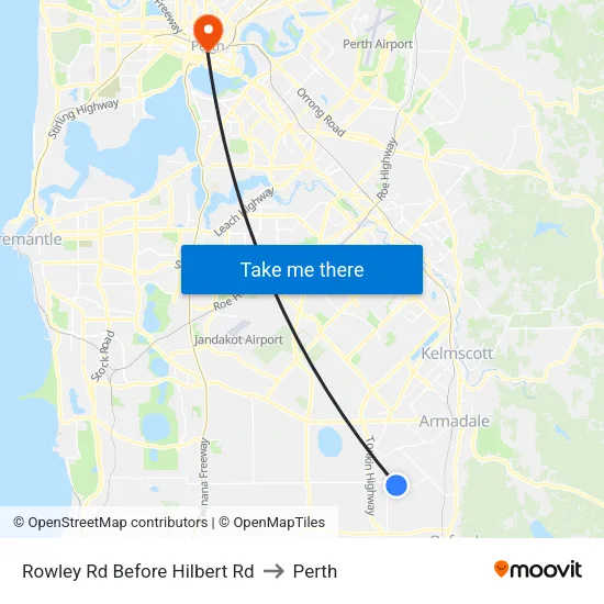 Rowley Rd Before Hilbert Rd to Perth map