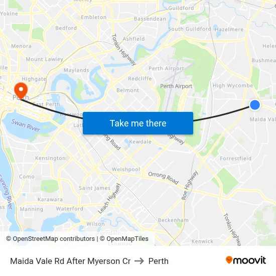 Maida Vale Rd After Myerson Cr to Perth map