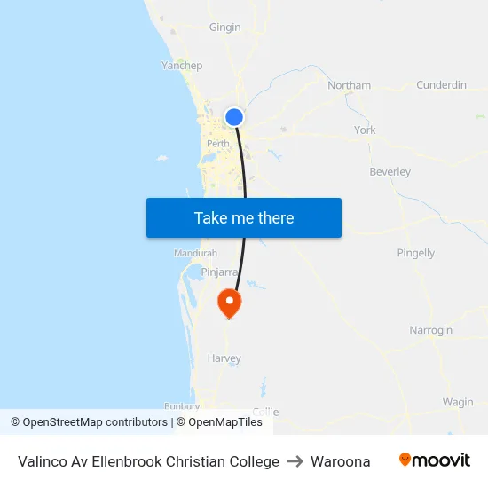 Valinco Av Ellenbrook Christian College to Waroona map