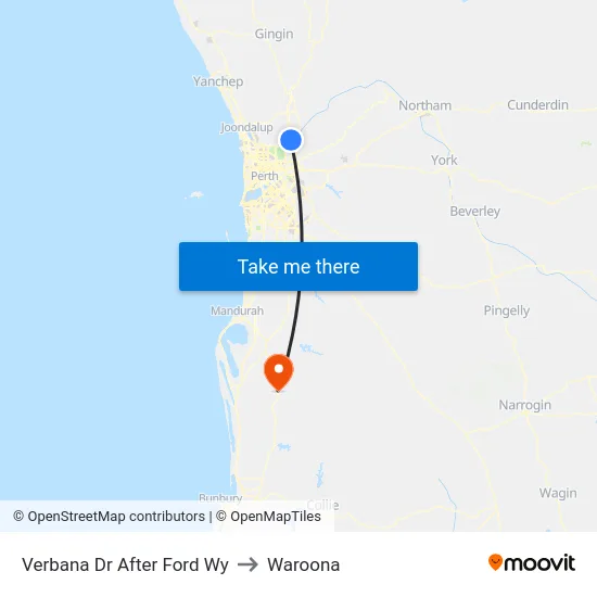 Verbana Dr After Ford Wy to Waroona map