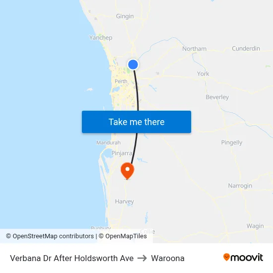 Verbana Dr After Holdsworth Ave to Waroona map