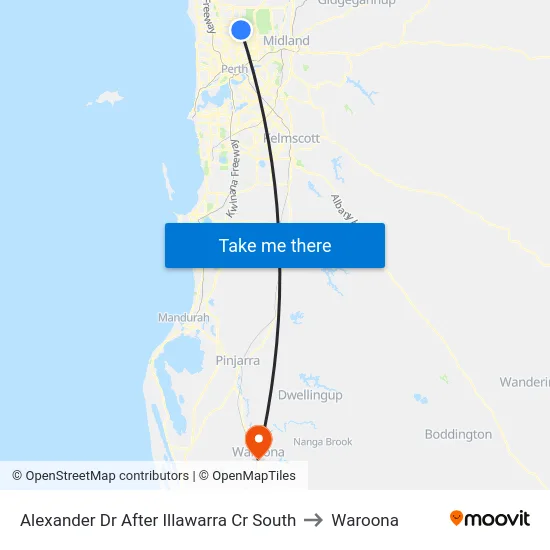 Alexander Dr After Illawarra Cr South to Waroona map
