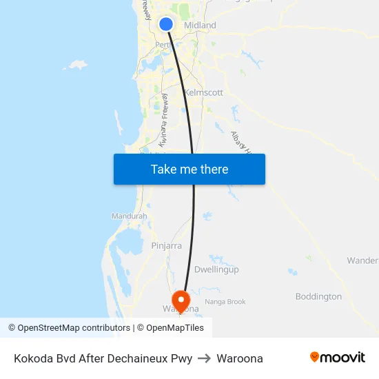 Kokoda Bvd After Dechaineux Pwy to Waroona map