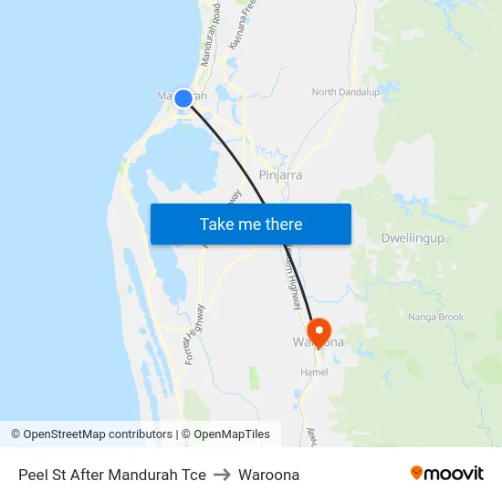 Peel St After Mandurah Tce to Waroona map