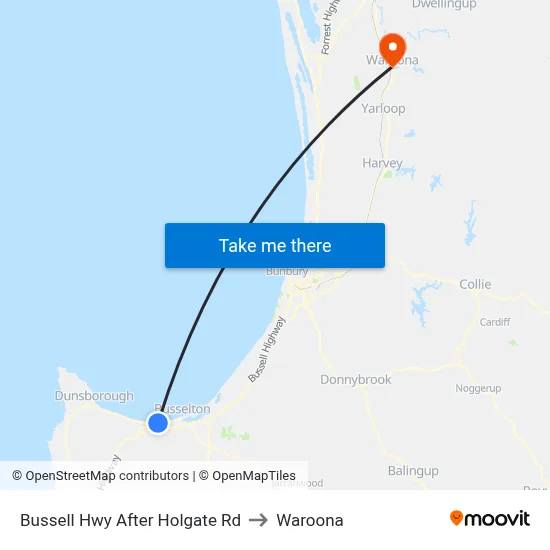 Bussell Hwy After Holgate Rd to Waroona map