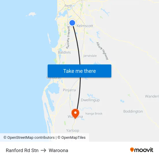 Ranford Rd Stn to Waroona map