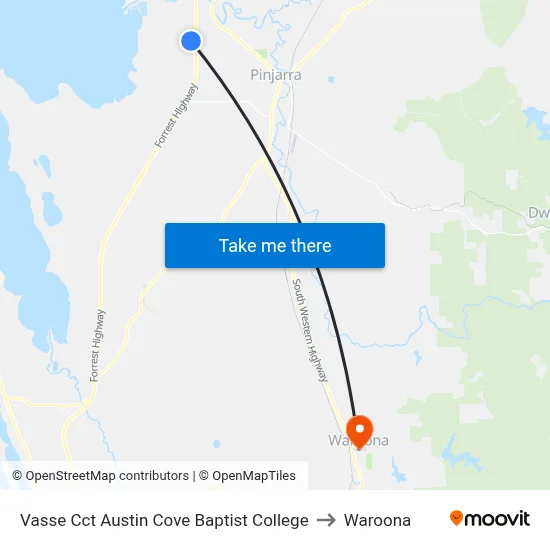 Vasse Cct Austin Cove Baptist College to Waroona map