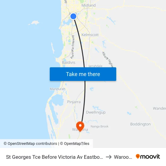 St Georges Tce Before Victoria Av Eastbound to Waroona map