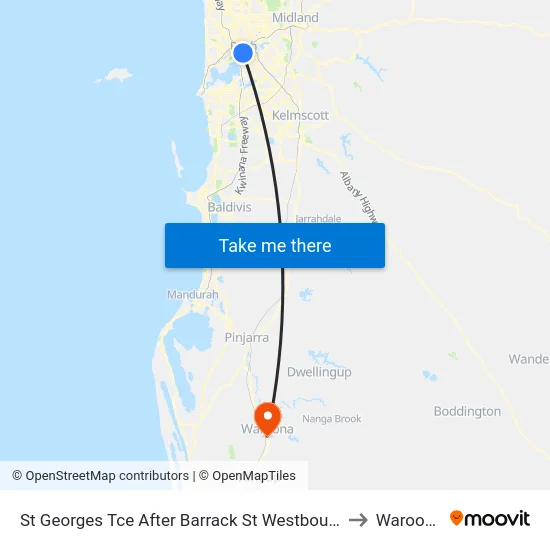 St Georges Tce After Barrack St Westbound to Waroona map