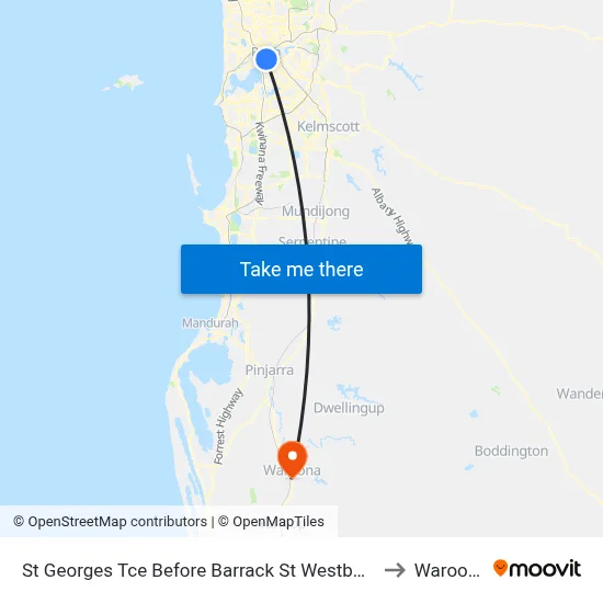 St Georges Tce Before Barrack St Westbound to Waroona map