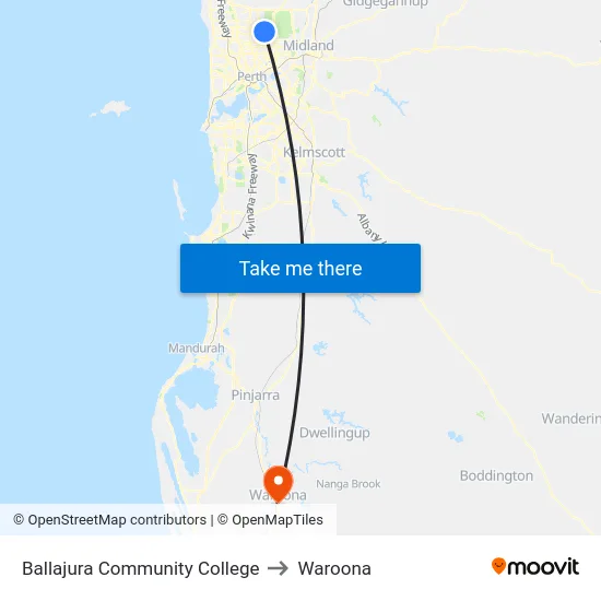 Ballajura Community College to Waroona map