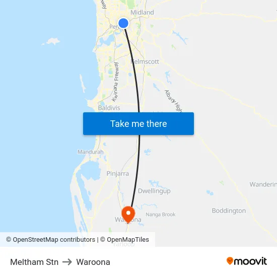 Meltham Stn to Waroona map