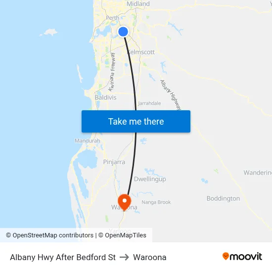 Albany Hwy After Bedford St to Waroona map