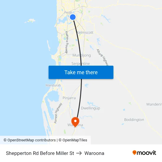 Shepperton Rd Before Miller St to Waroona map