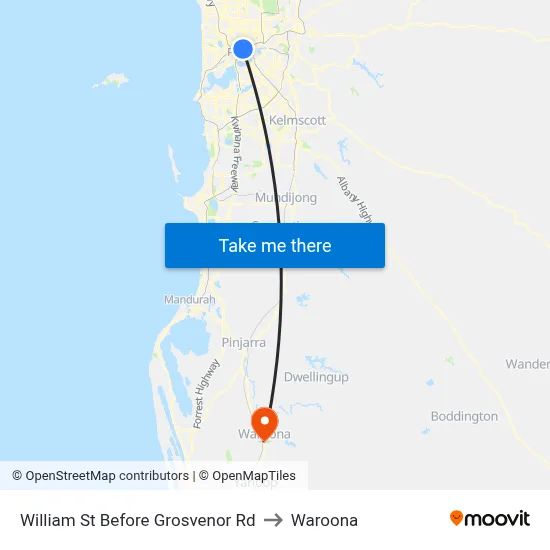 William St Before Grosvenor Rd to Waroona map