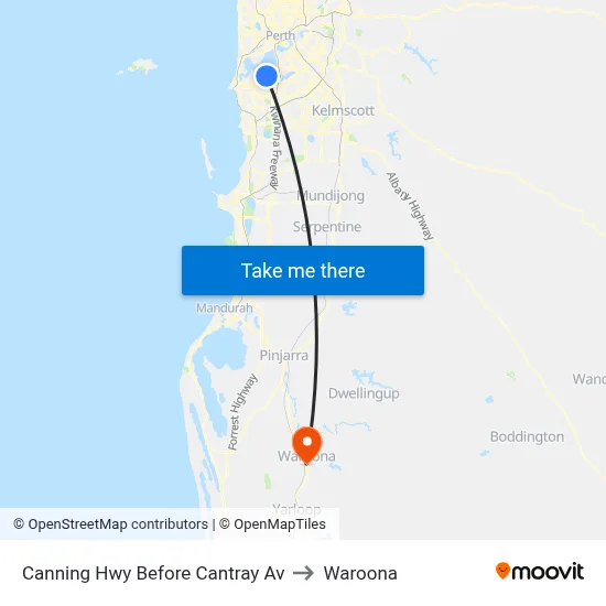 Canning Hwy Before Cantray Av to Waroona map