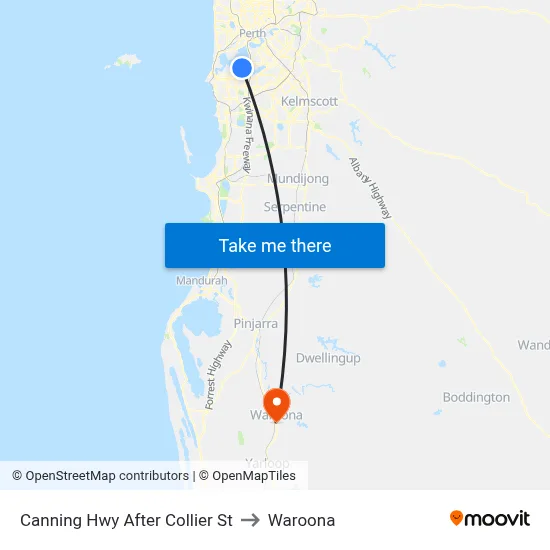 Canning Hwy After Collier St to Waroona map