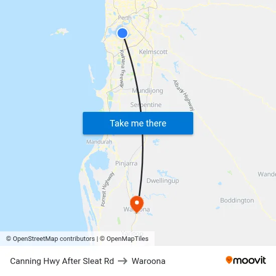 Canning Hwy After Sleat Rd to Waroona map