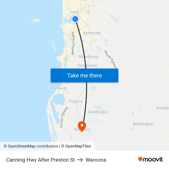 Canning Hwy After Preston St to Waroona map