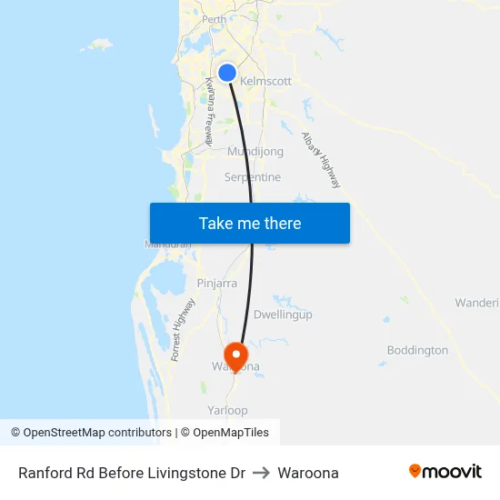Ranford Rd Before Livingstone Dr to Waroona map