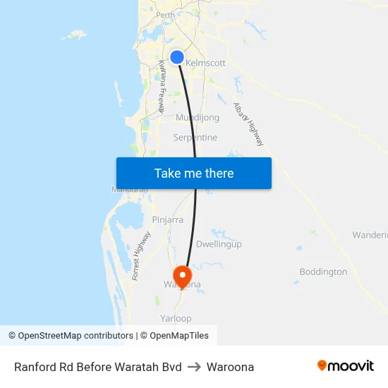 Ranford Rd Before Waratah Bvd to Waroona map
