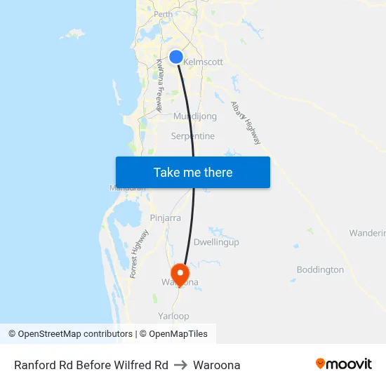 Ranford Rd Before Wilfred Rd to Waroona map