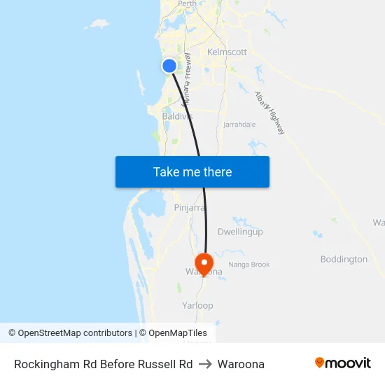 Rockingham Rd Before Russell Rd to Waroona map