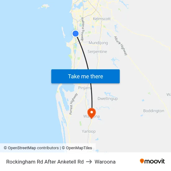 Rockingham Rd After Anketell Rd to Waroona map