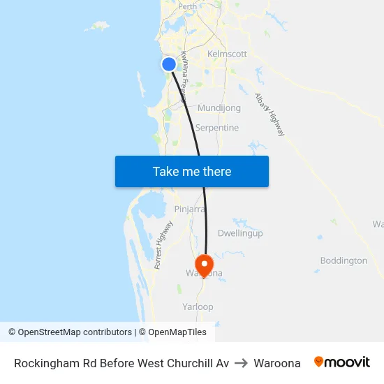 Rockingham Rd Before West Churchill Av to Waroona map
