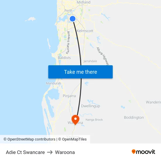 Adie Ct Swancare to Waroona map