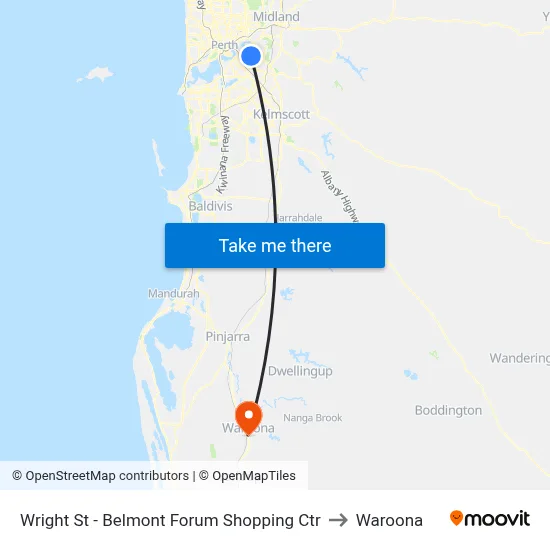 Wright St - Belmont Forum Shopping Ctr to Waroona map