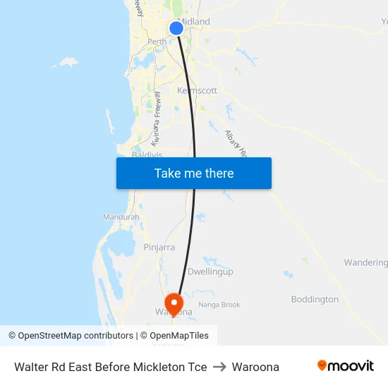Walter Rd East Before Mickleton Tce to Waroona map