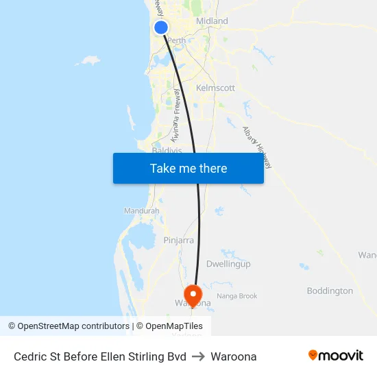 Cedric St Before Ellen Stirling Bvd to Waroona map