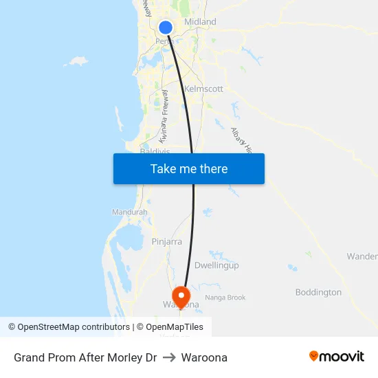 Grand Prom After Morley Dr to Waroona map