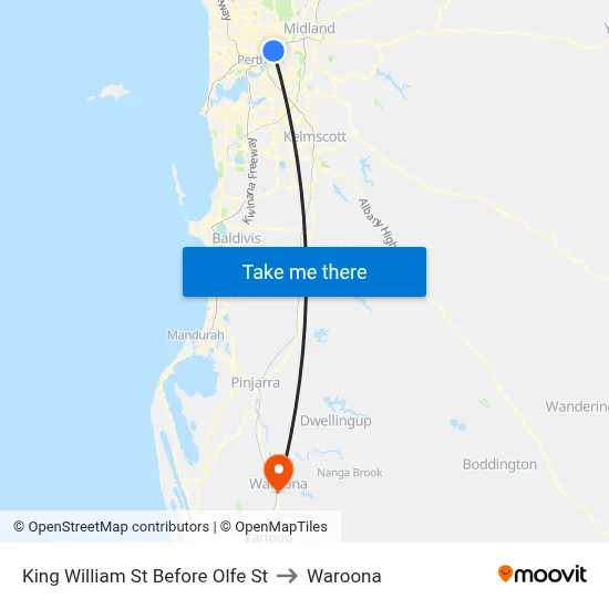 King William St Before Olfe St to Waroona map