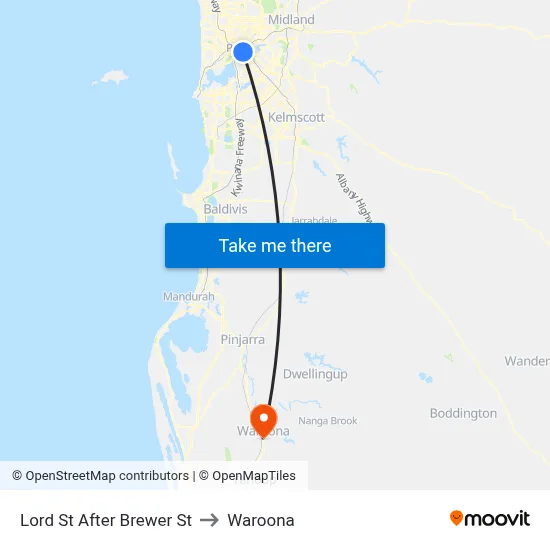 Lord St After Brewer St to Waroona map