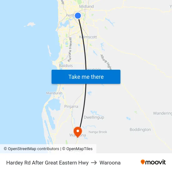 Hardey Rd After Great Eastern Hwy to Waroona map