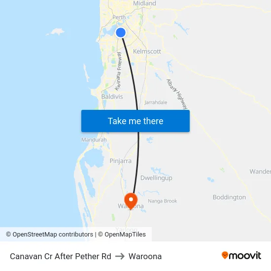 Canavan Cr After Pether Rd to Waroona map
