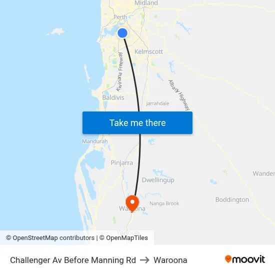 Challenger Av Before Manning Rd to Waroona map
