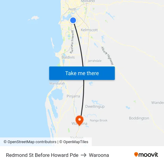 Redmond St Before Howard Pde to Waroona map