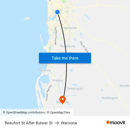 Beaufort St After Bulwer St to Waroona map