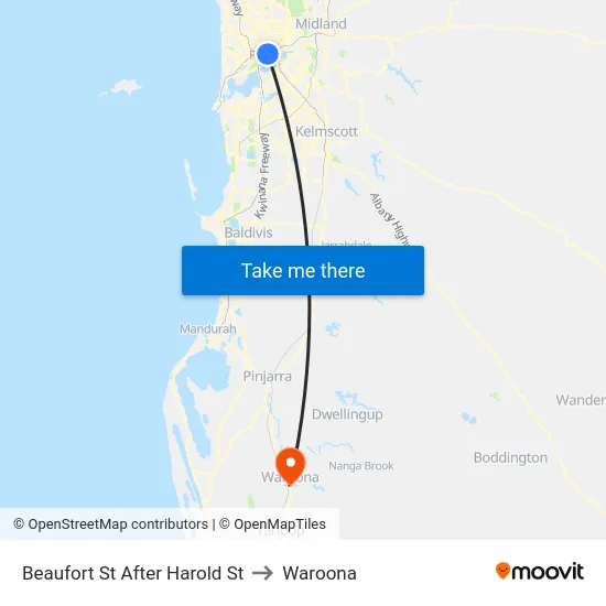 Beaufort St After Harold St to Waroona map