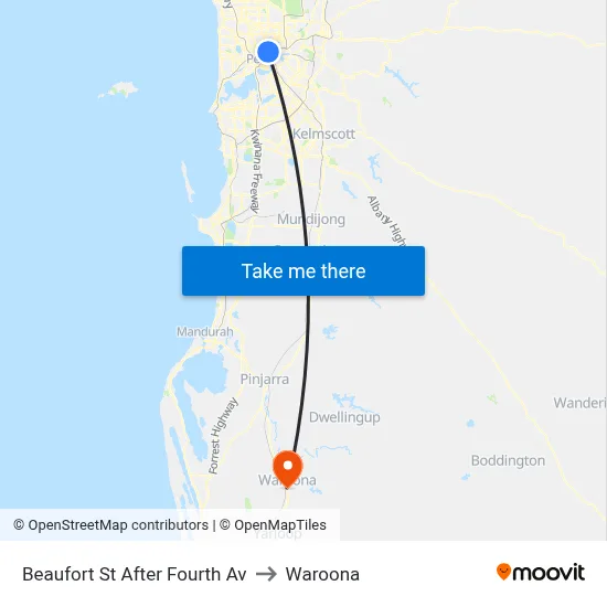Beaufort St After Fourth Av to Waroona map
