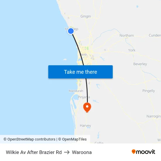 Wilkie Av After Brazier Rd to Waroona map
