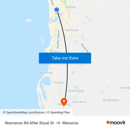 Wanneroo Rd After Royal St to Waroona map