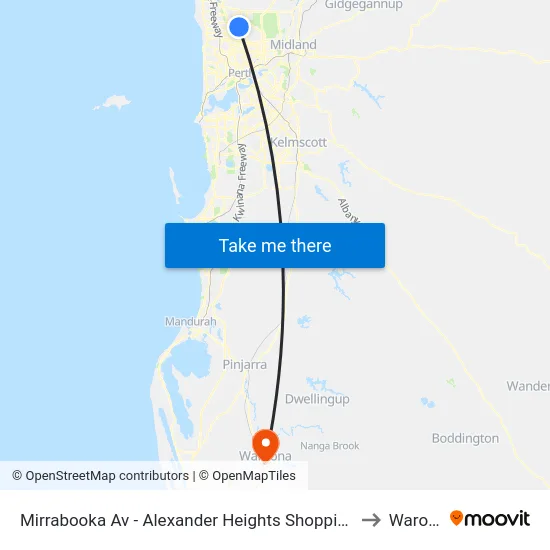 Mirrabooka Av - Alexander Heights Shopping Ctr Stand 2 to Waroona map