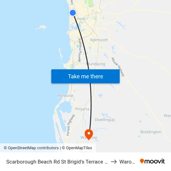 Scarborough Beach Rd St Brigid's Terrace Cat Id 29 to Waroona map